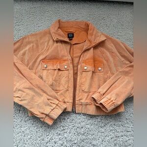 BDG Orange Corduroy Cropped Jacket Womens Size Medium